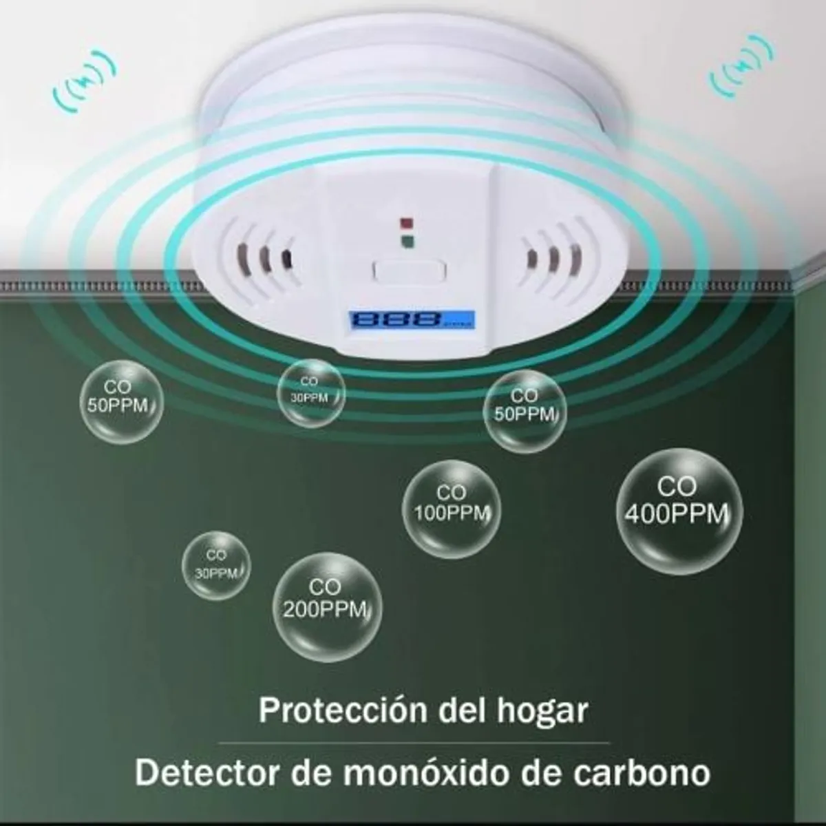 GENERICO - Pack X2 Alarma Detector De Humo Monoxido De Carbono