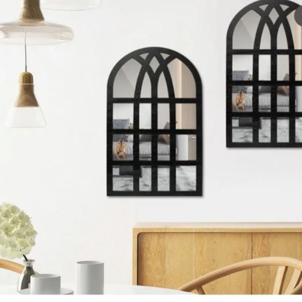 GENERICO - Elegante Espejo Decorativo Pared Diseño Ventana Negro