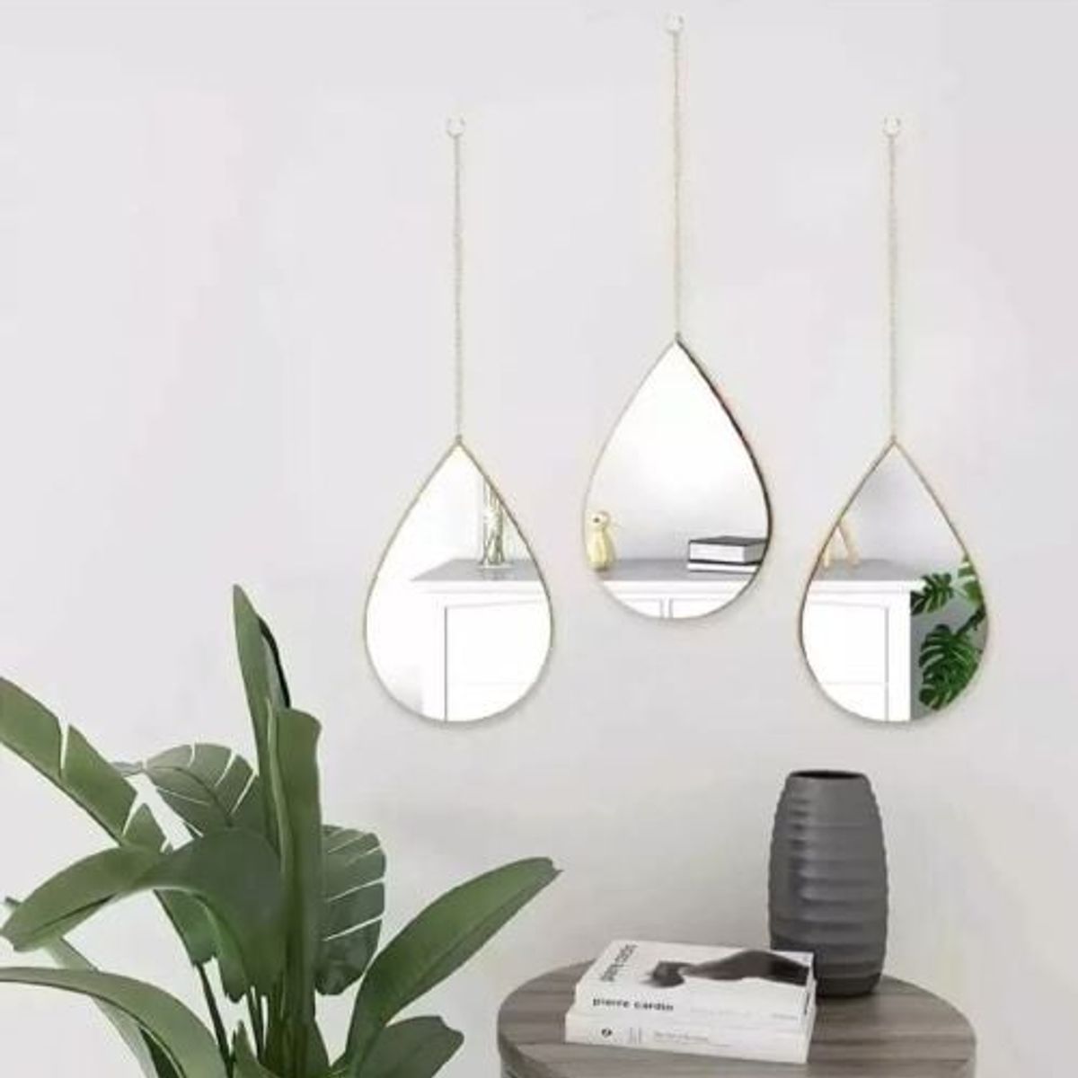 GENERICO - Set 3 Espejos Decorativos Diseño Gotas