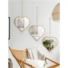 GENERICO - Set 3 Espejos Decorativos Diseño Corazones