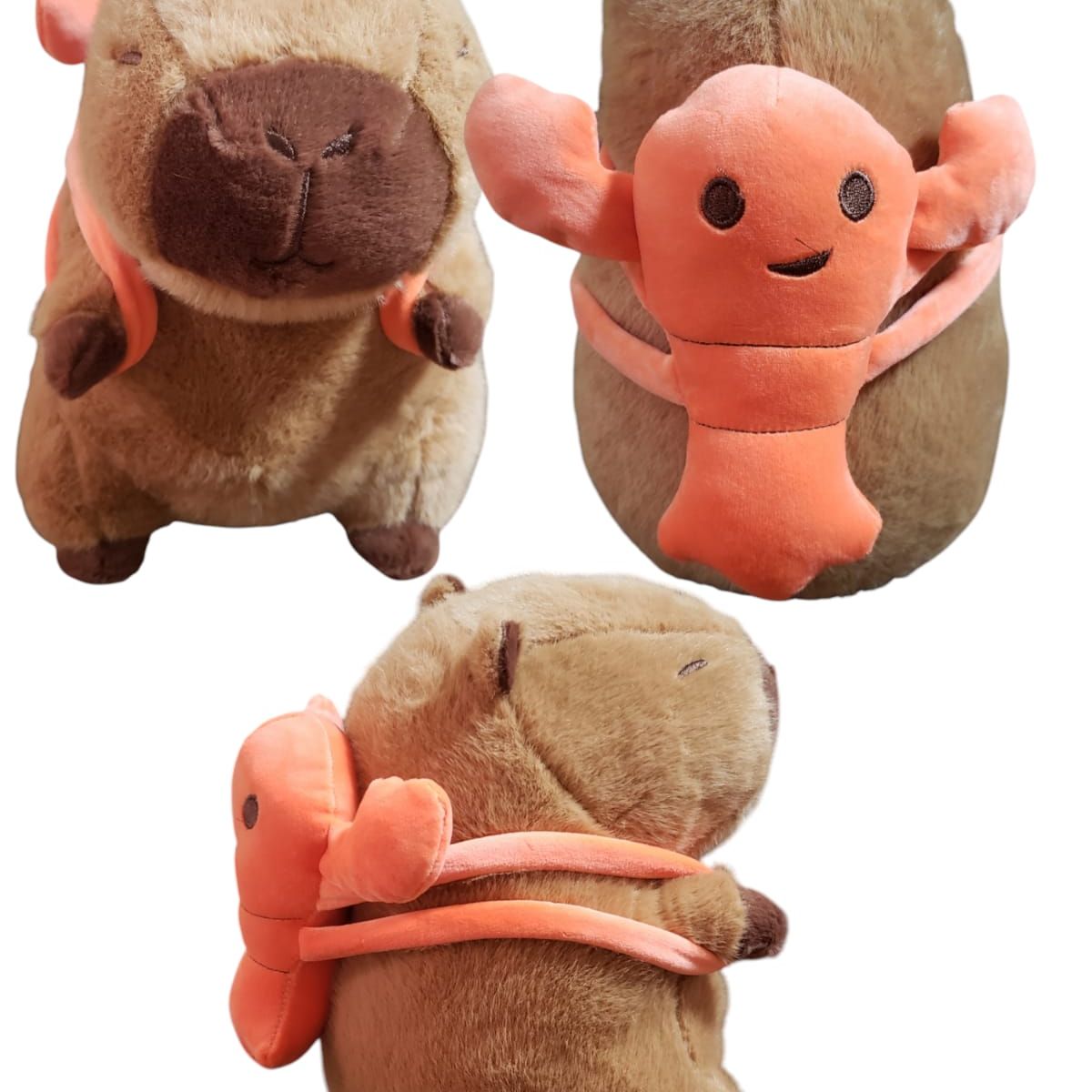 GENERICO - Peluche Kawaii Capibara Con Mochila Langosta 30 cm