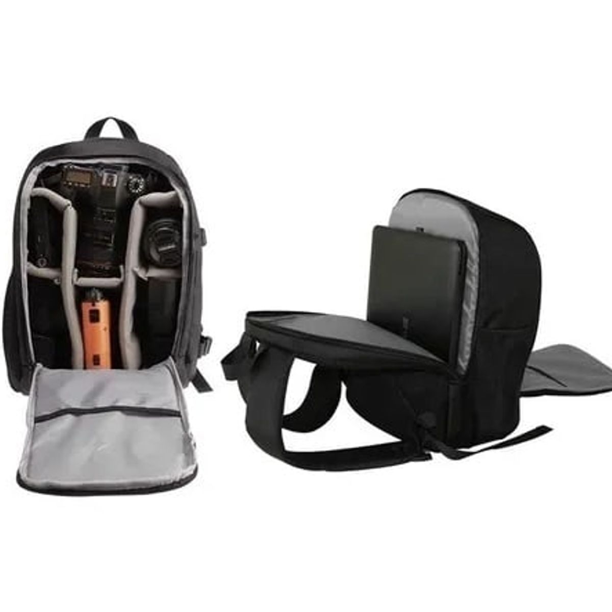 GENERICO - MOCHILA GRIS PARA ACCESORIOS FOTOGRÁFICOS + FUNDA DE LLUVIA