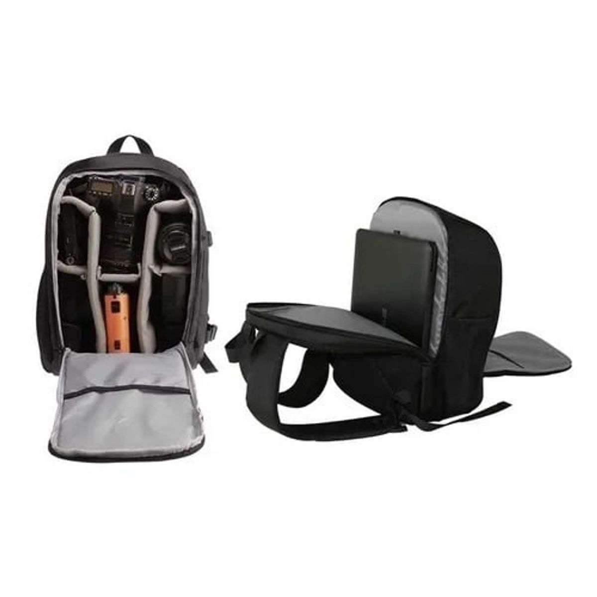 GENERICO - MOCHILA GRIS PARA ACCESORIOS FOTOGRÁFICOS + FUNDA DE LLUVIA