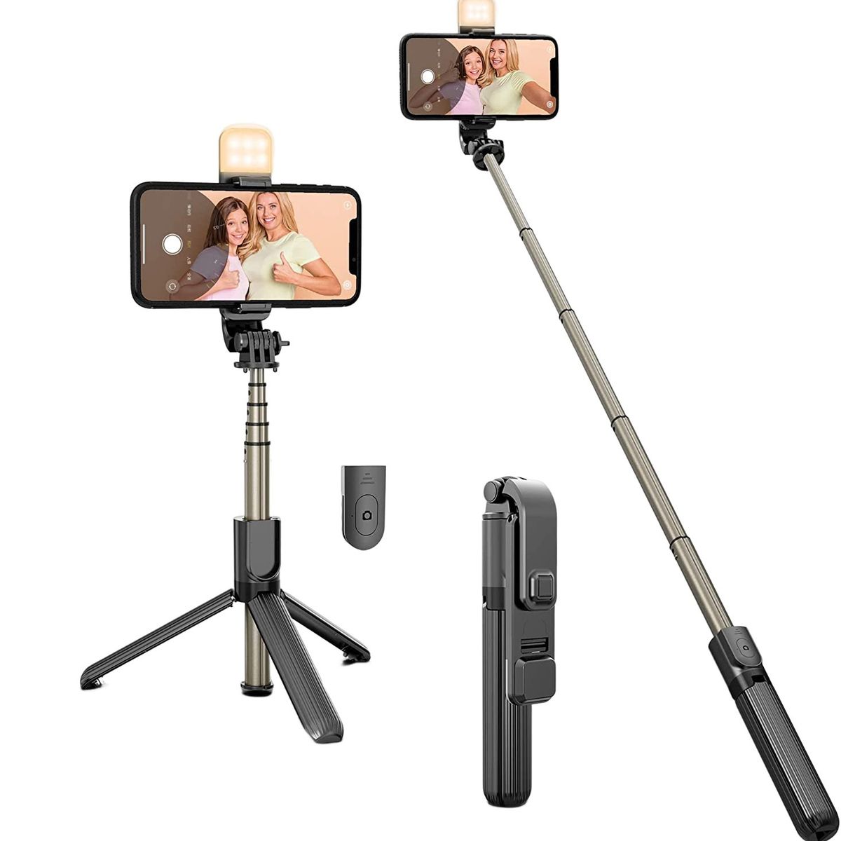 GENERICO - Tripode Palo Selfie Con Bluetooth Estabilizador Con Luz Led