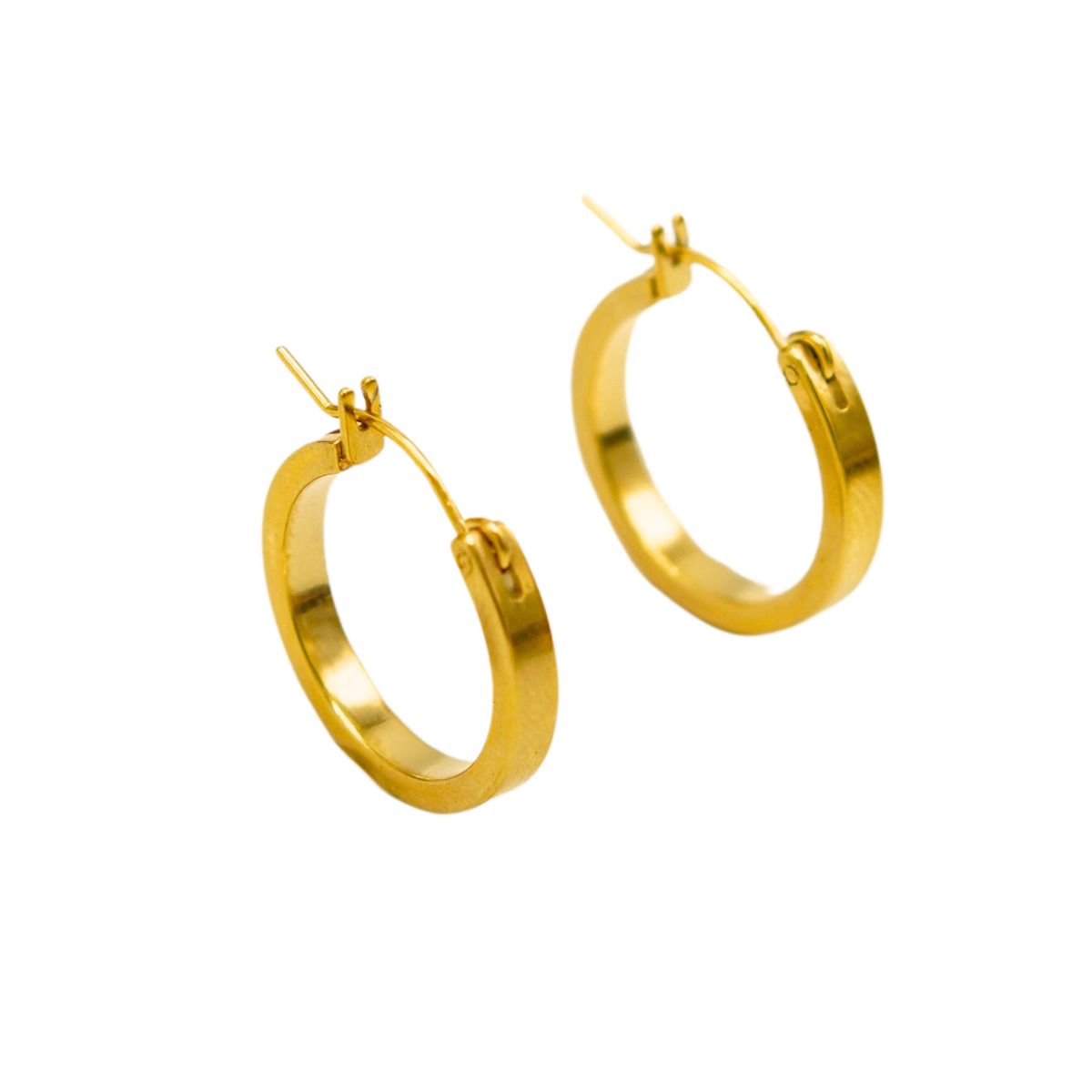 ELBAULDEJUMA - Argollas lisas minimalistas elegantes chapadas en oro 18k