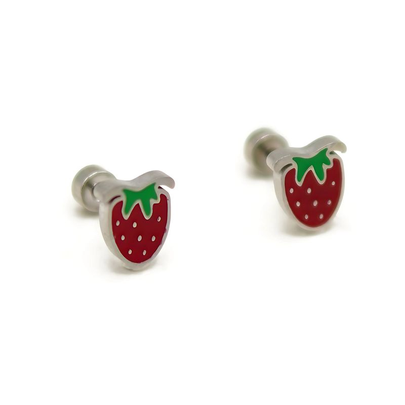 ELBAULDEJUMA - Aros de seguridad frutilla veraniega niña fresa plateados