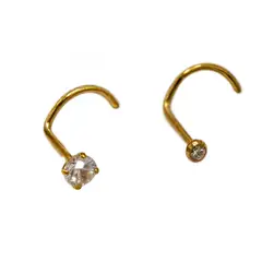 ELBAULDEJUMA - Pack 2 piercing tipo S nostril titanio ASTM F136 chapado en oro