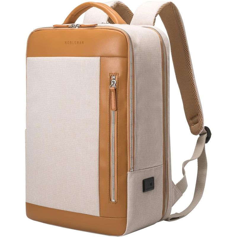 RURUTOTO - Mochila de viaje Notebook Multifuncional Con Carga Usb Beige