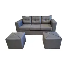 GENERICO - SOFA 3 CUERPOS PRAGA TELA +2 POUF