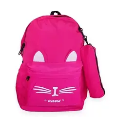 CARIBEE - Bolso Mochila grande fucsia para mujer diseño de gatitos