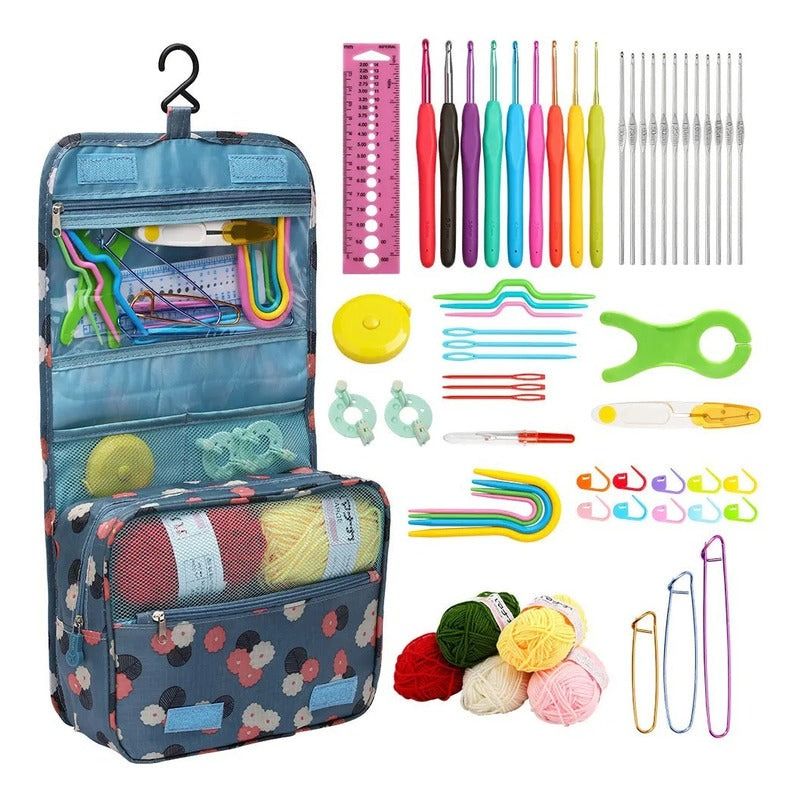 GENERICO - Set De Crochet Lanas Y Accesorios Para Tejer Con Bolsito 60