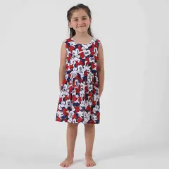 DISNEY - Vestido Niña Minnie Full Print Blanco