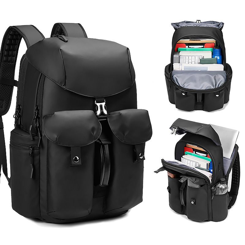 RURUTOTO - Mochila de viaje con solapa  gran capacidad impermeable Negro