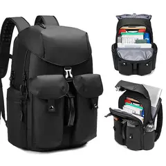 RURUTOTO - Mochila de viaje con solapa gran capacidad impermeable Negro