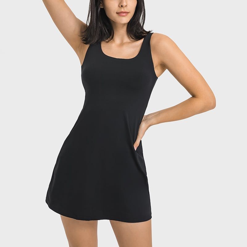 RURUTOTO - Vestido Deportivo sin mangas para Mujer Negro