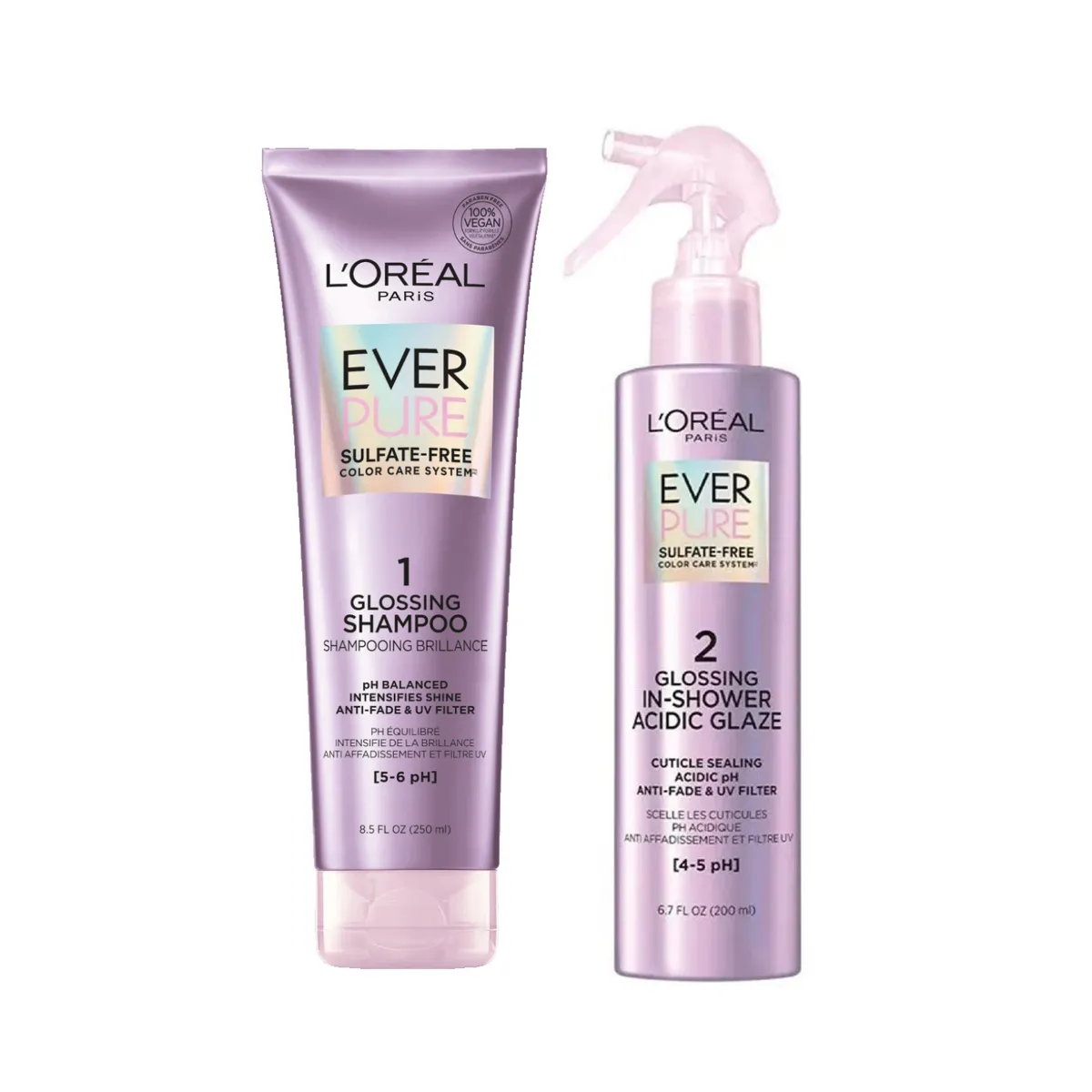 LOREAL PARIS - Tratamiento Capilar Shampoo  + Spray Sellador Cuticulas Brillo Everpure