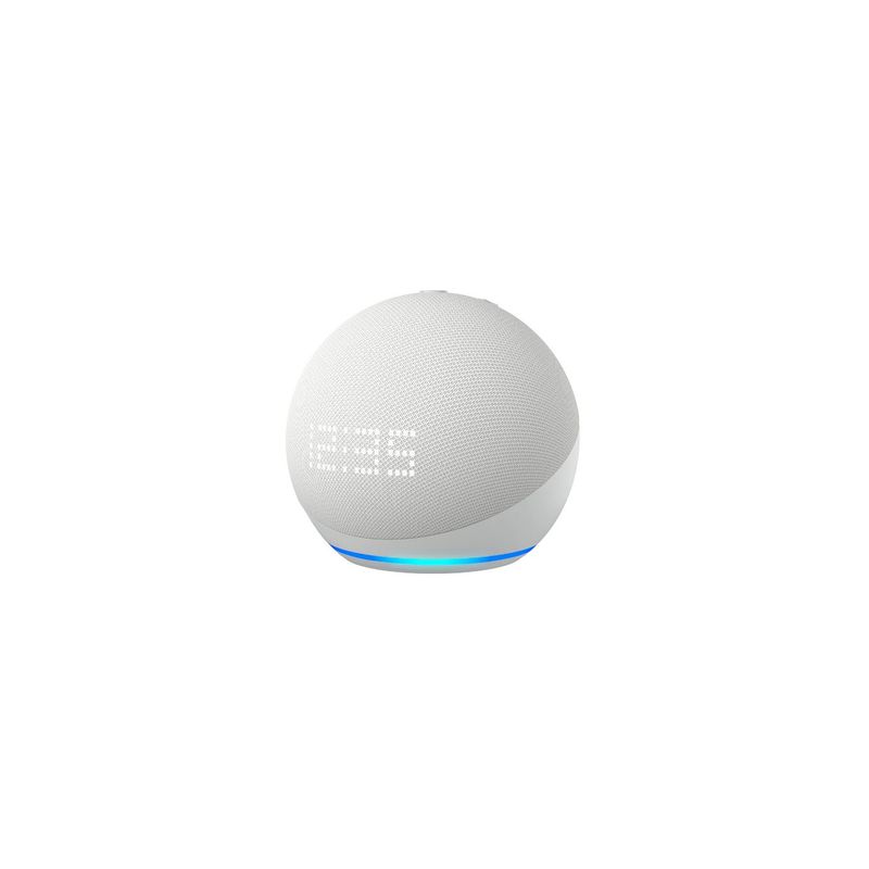 AMAZON - Parlante Amazon Alexa echo dot con reloj color blanco