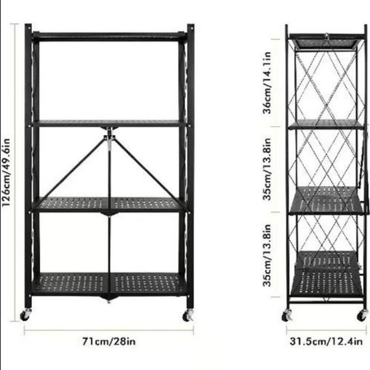 GENERICO - Estante Organizador Plegable Metálico Multiuso 4 Niveles