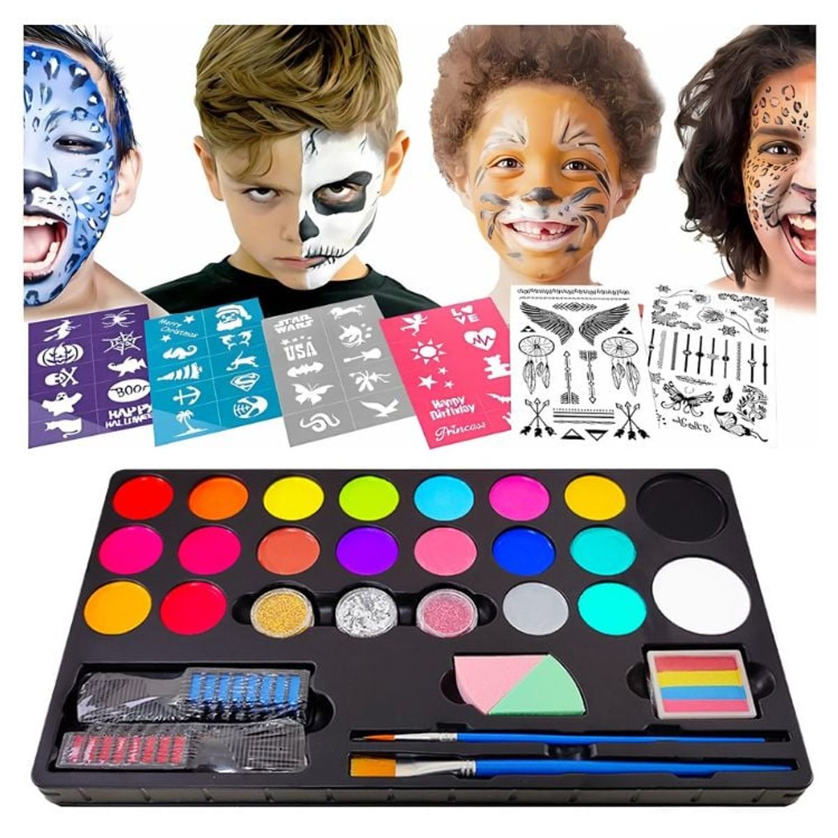 CRUSEC - Paleta Maquillaje Infantil Pintacaritas Cumpleaños Eventos