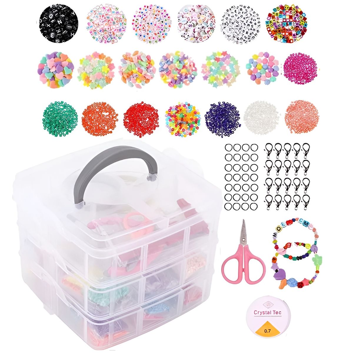 GENERICO - Set De Cuentas Para Pulseras Incluye Letras Con Accesorios