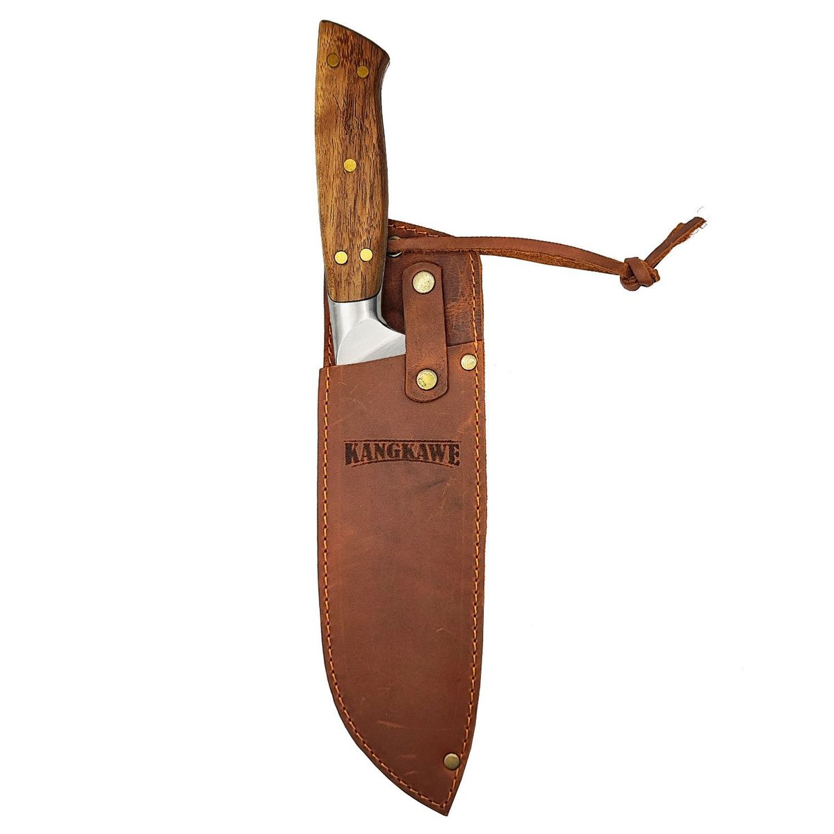 KANGKAWE - Cuchillo 7 Santoku Pirihueico Con Funda De Cuero Café