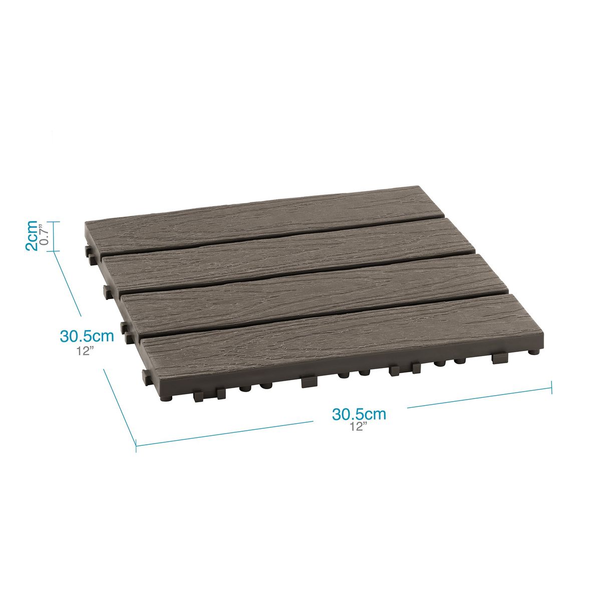 QRUBBER - Piso Jardín Armable Tipo Deck 9 Unidades Mocca MQ - QRubber