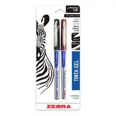 ZEBRA - Bolígrafo Gel Punta Acero Inox 0,7 mm 2 Unidades Negro/Rojo