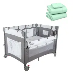 INFANTI - Cuna colchon Playard Always Together más Sabana Menta Oasis