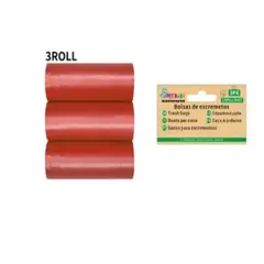 GENERICO - Bolsas de Excremento Para Perros 3Rollos Rojo