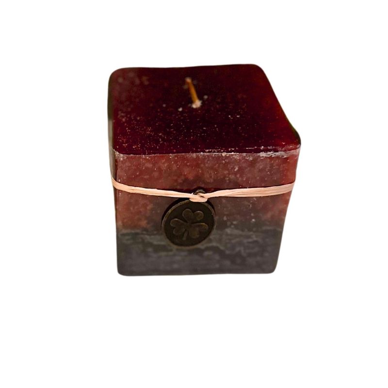 HOMASTTI - Vela Cubo Decorativa Aromatica Textura 2 Unidades Rojo Negro
