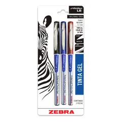 ZEBRA - Bolígrafo Gel Punta Acero Inox 0,7mm 3 Ud Azul/Rojo/Negro