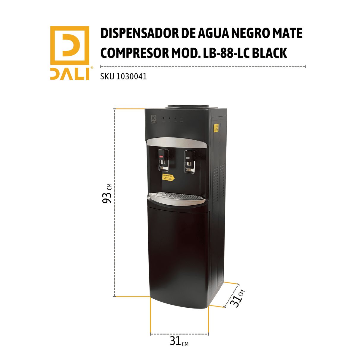 DALI - Dispensador de Agua Frio Caliente Compresor Premium Negro Mate