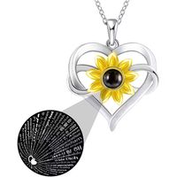 Collar te amo en 100 idiomas plata 925 girasol mujer regalo