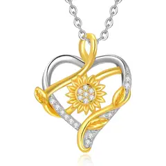 GENERICO - Collar pendiente girasol plata 925 joya mujer