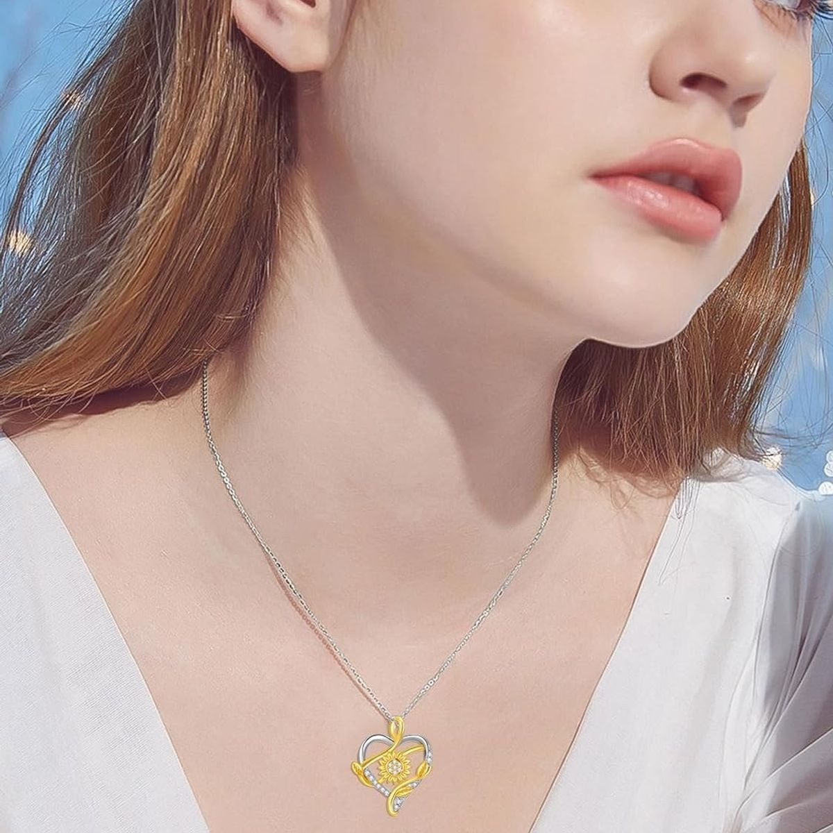 GENERICO - Collar pendiente girasol plata 925 joya mujer