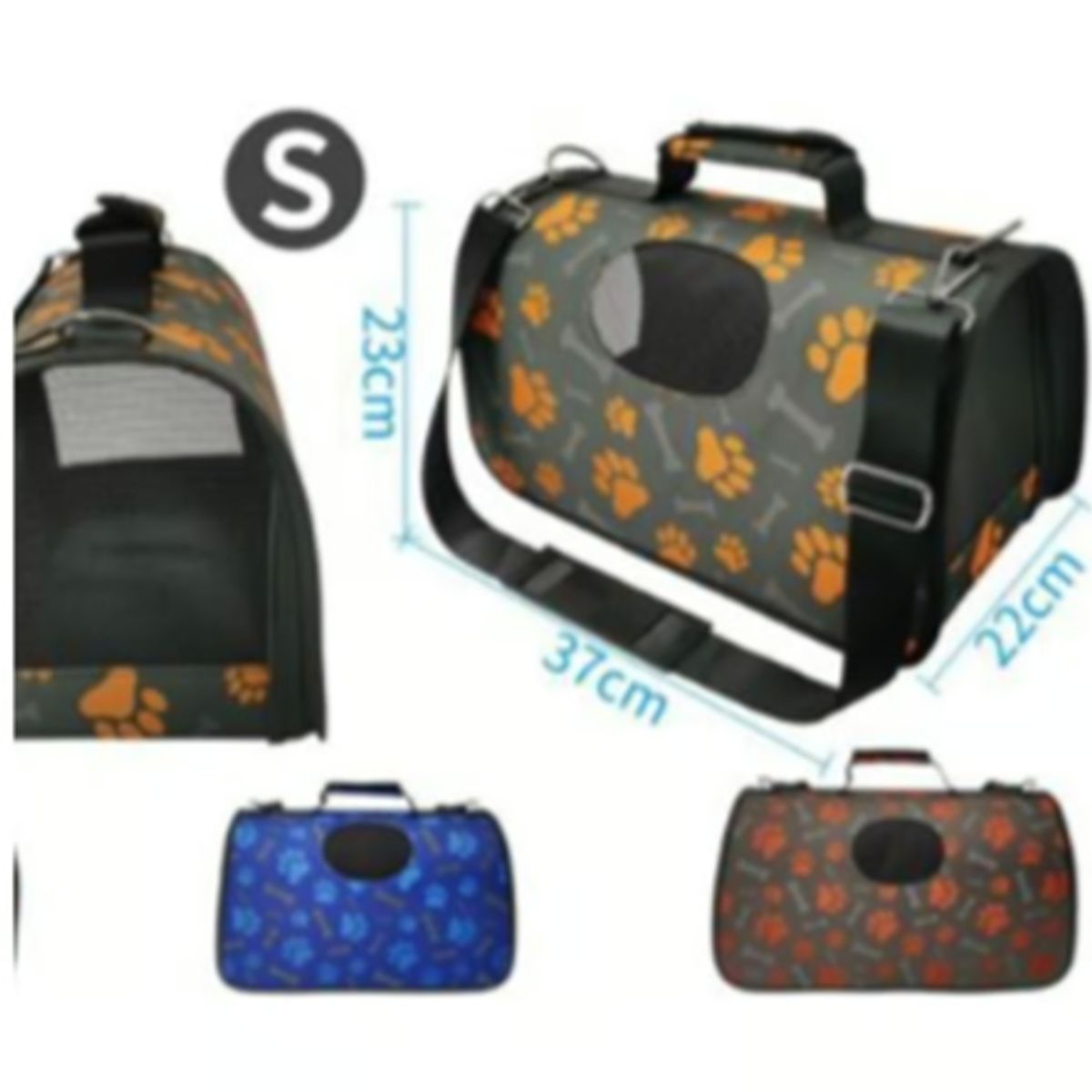 GENERICO - Bolso De Viaje Para Perros Diseño Patitas Azul S