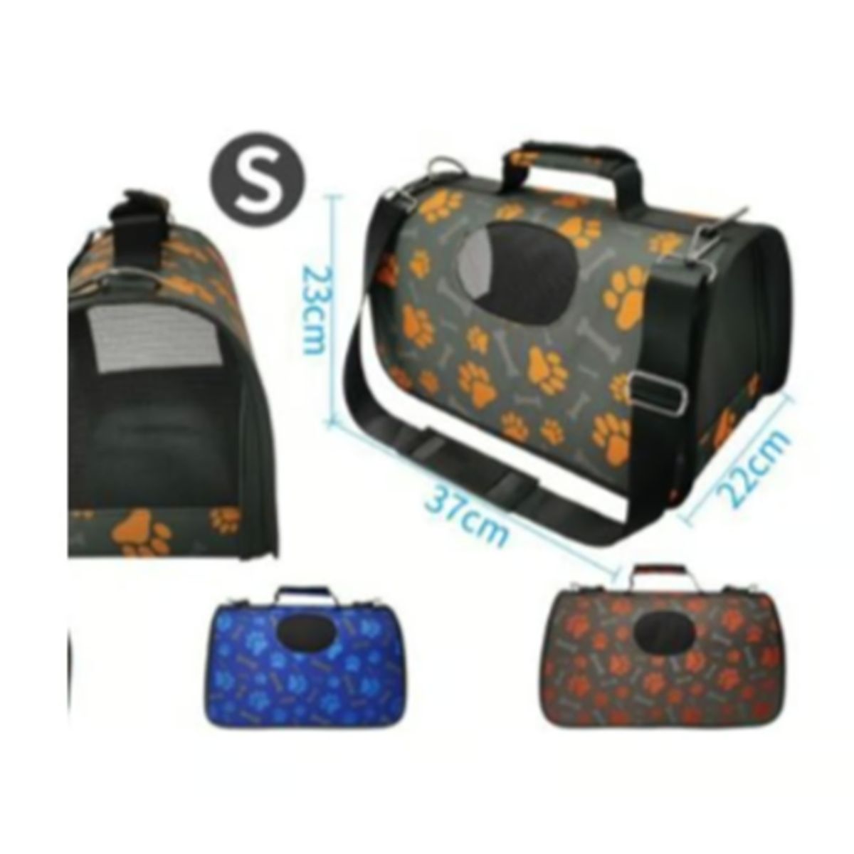 GENERICO - Bolso De Viaje Para Perros Diseño Patitas Azul S