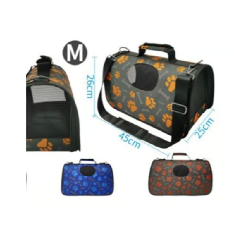 GENERICO - Bolso De Viaje Para Perros Diseño Patitas Azul M