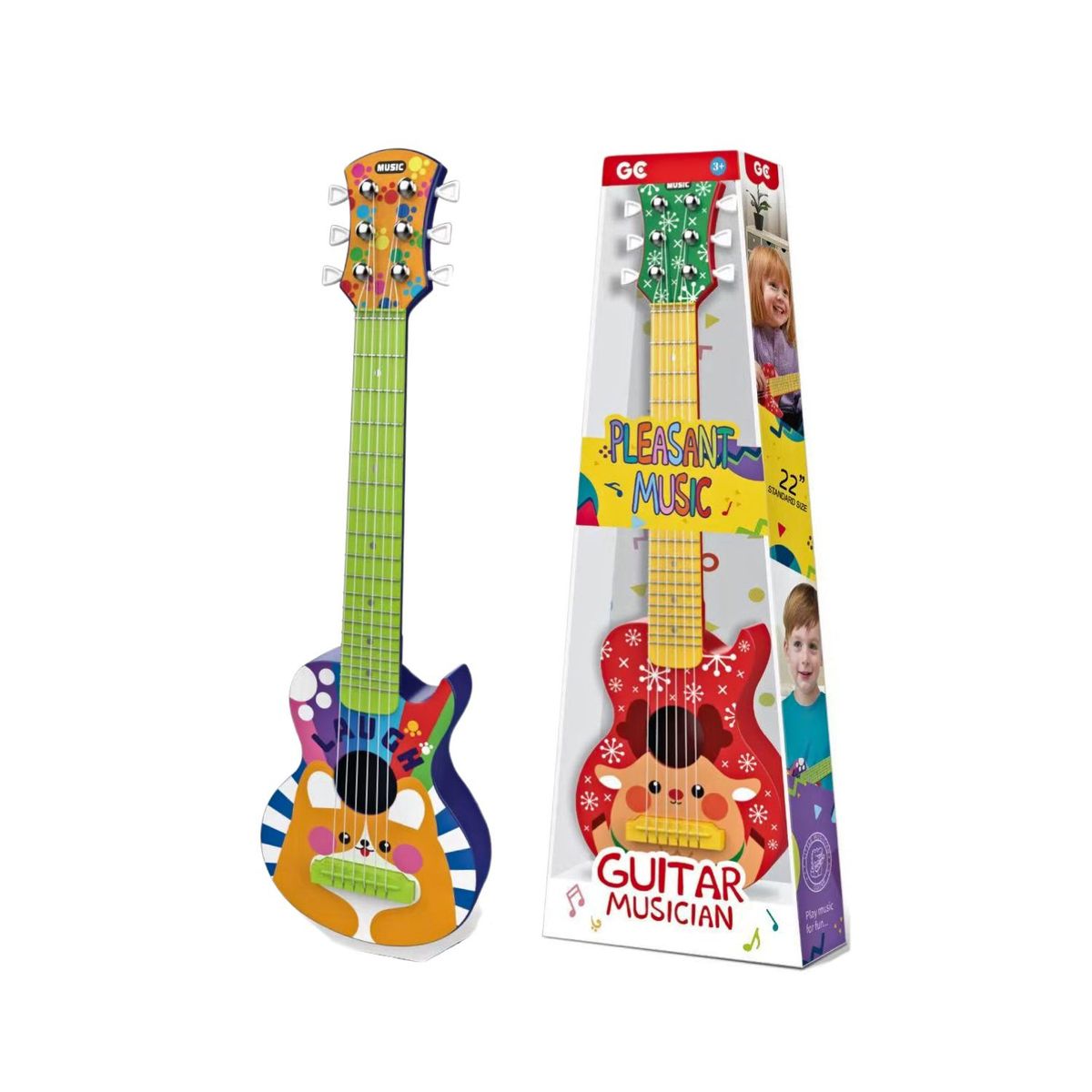 GENERICO - Juguete Musical Guitarra de Cuerdas 56cm verde con azul