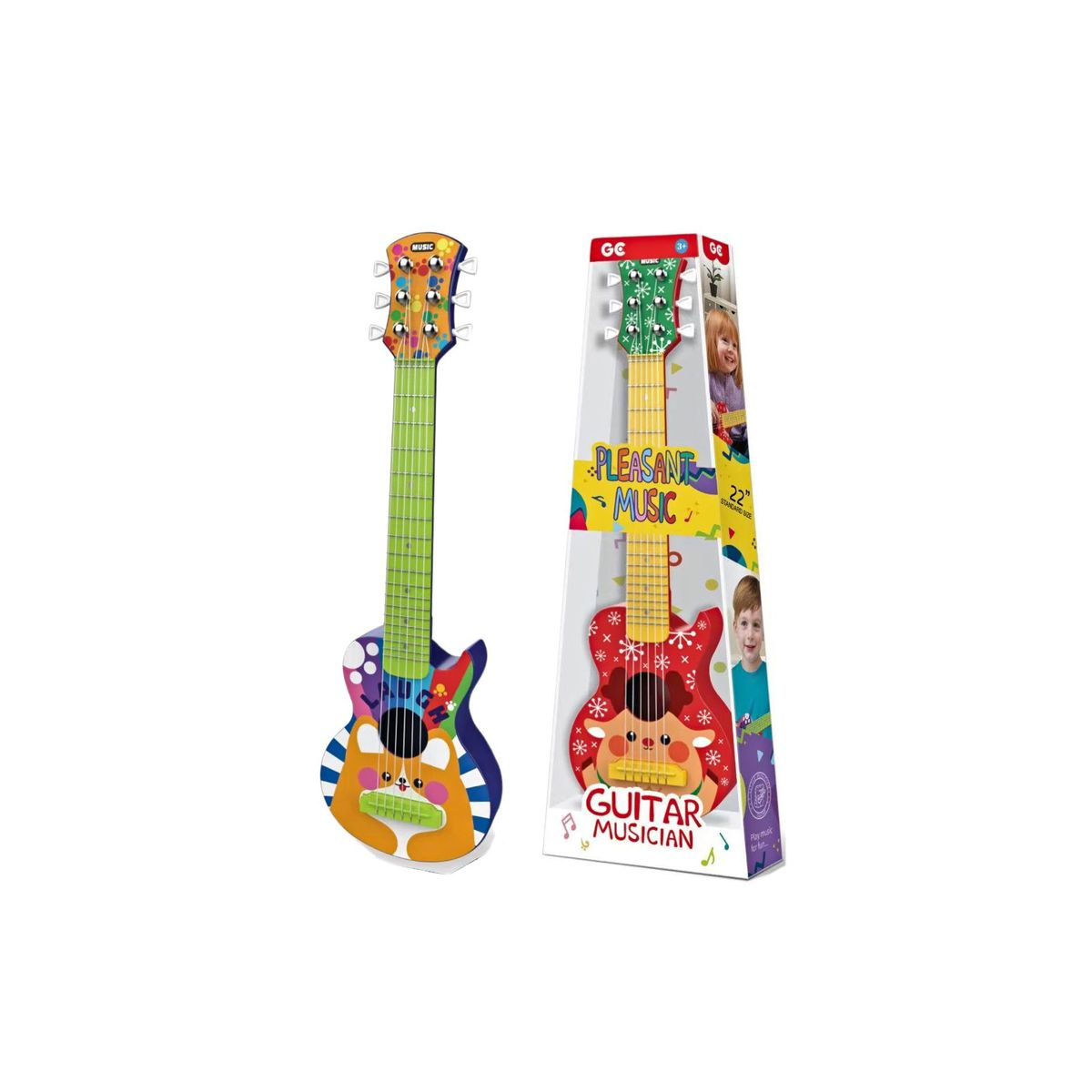 GENERICO - Juguete Musical Guitarra de Cuerdas 56cm verde con azul