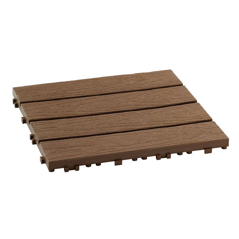 QRUBBER - Piso Jardín Armable Tipo Deck 9 Unidades Café MQ - QRubber