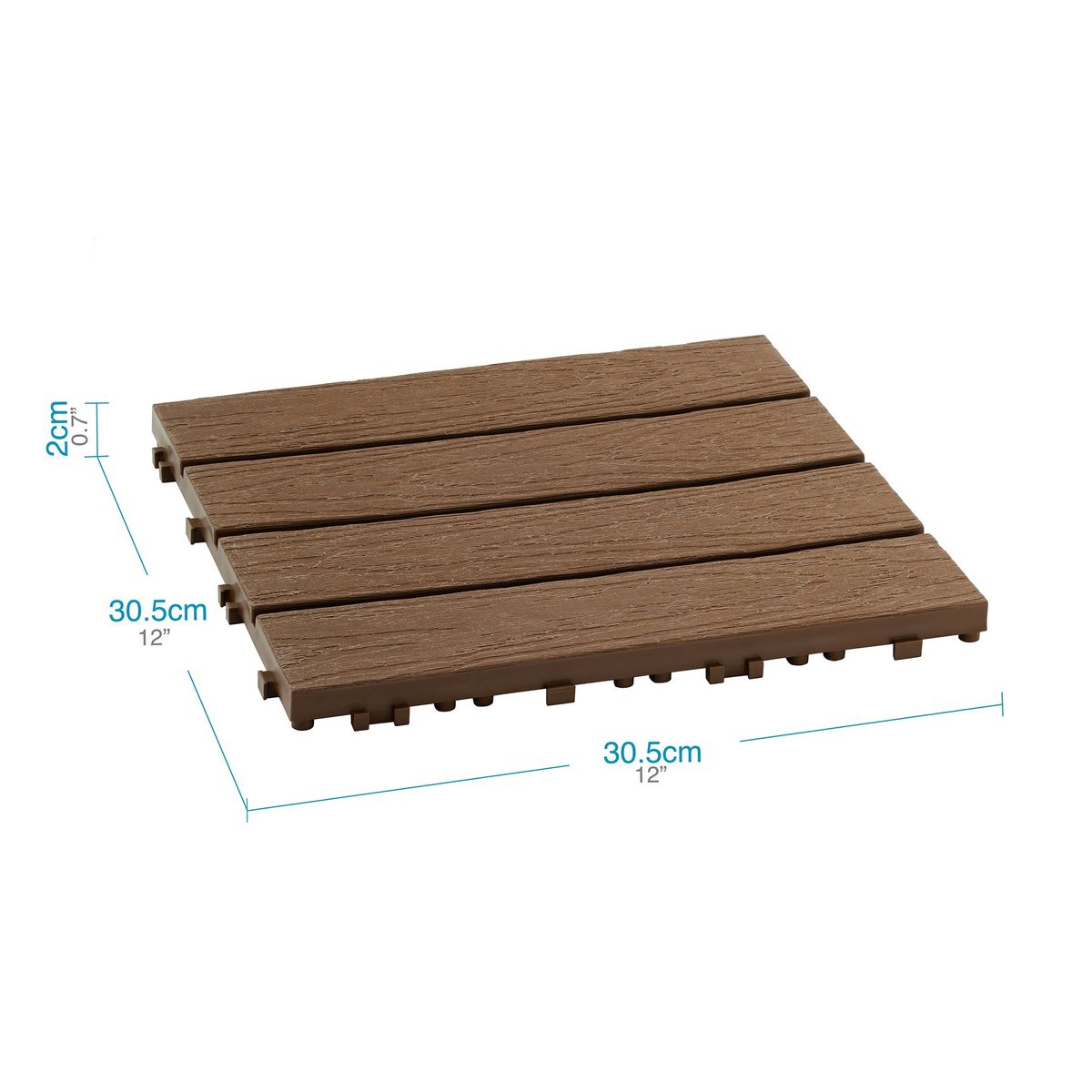 QRUBBER - Piso Jardín Armable Tipo Deck 9 Unidades Café MQ - QRubber