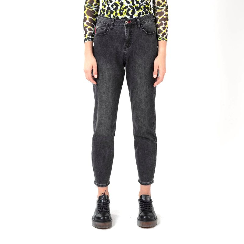 ELLUS - Jeans Mom Tiro Ultra Alto Dark Gray AF045018