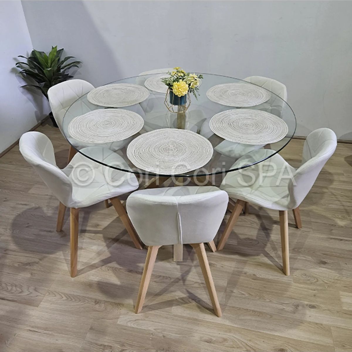 CORI CORI - Comedor Warwick 120cm + 6 Sillas Mariposa Velvet