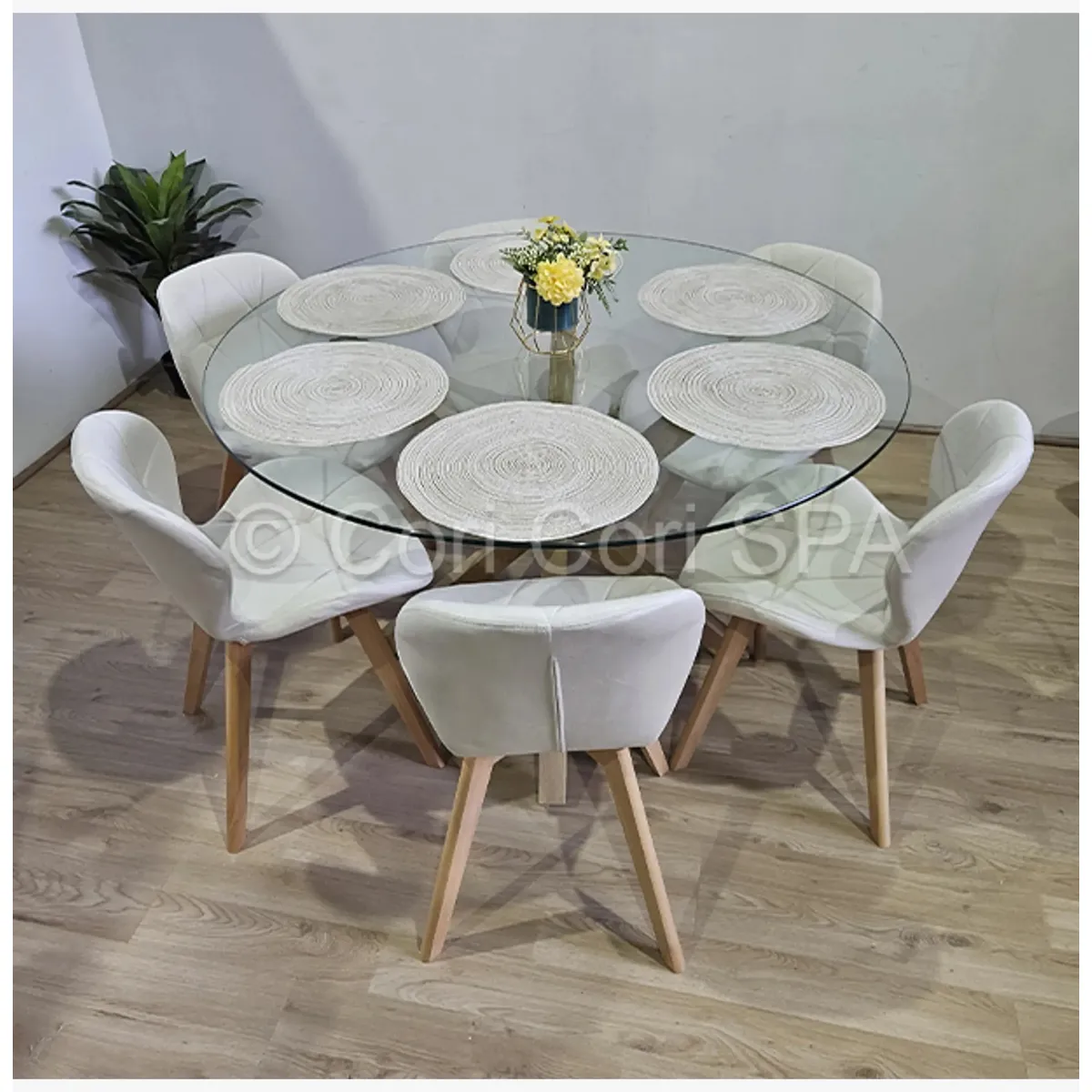 CORI CORI - Comedor Warwick 120cm + 6 Sillas Mariposa Velvet