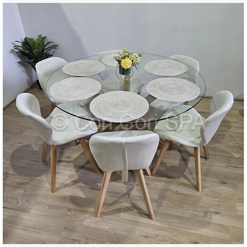CORI CORI - Comedor Warwick 120cm + 6 Sillas Mariposa Velvet Beige
