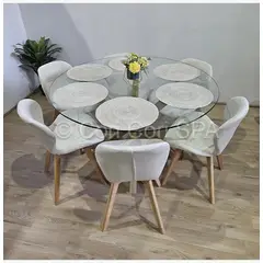 CORI CORI - Comedor Warwick 120cm + 6 Sillas Mariposa Velvet Beige