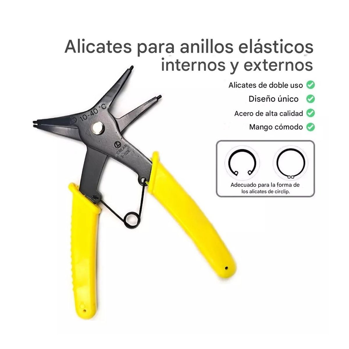 GENERICO - Alicate Pinza Anillos De Retención Interno Externo Multiuso