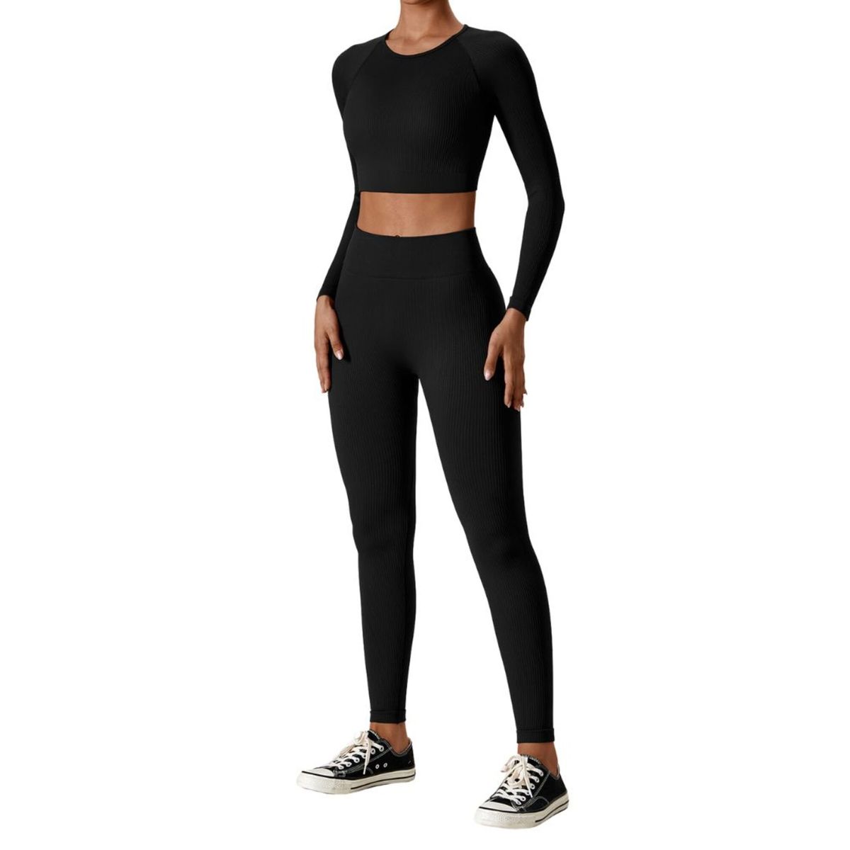 PANDA - Set Deportivo De 2 Piezas Calza + Top Manga Larga Basico