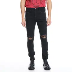 ELLUS - Jeans Rock 71 Tiro Largo Black Rotura Rock In Rio AM007751